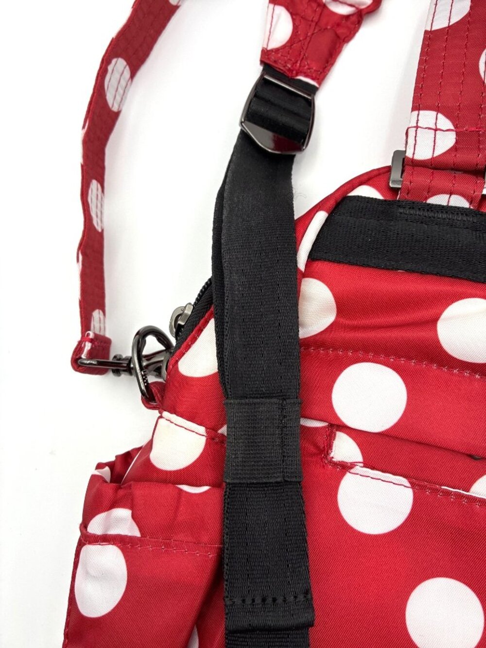 Lug Mini Puddle Jumper Backpack Crimson Large Dot Multi-Pocket Design Red White - Picture 8 of 16